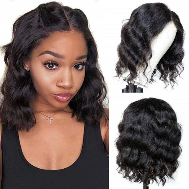 Short Bob Wigs Loose Wave Wear Go Glueless Pre Cut Lace 13x4 Transparent Lace Front Human Hair