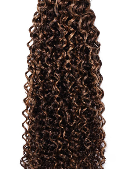 Curly Hair With Blonde Highlight Human Hair Weft (One Bundle)