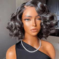 Short Bob Glueless Loose Deep Wave 13*4 HD Lace Frontal Wigs 180% Density Curly Human Hair
