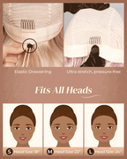 13x6 Three-Go™ Ash Blonde Ombre Glueless Wigs Silky Straight Loose Body Wave With Drawstring Pre Plucked 100% Human Hair Wig