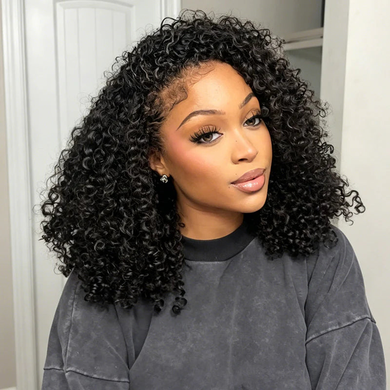 BOOHAIR 100%human hair13x4 Pre Everything Crimps Curl Crimped Deep Waves High-volume Look Lace Frontal Wig 150% Density Beginner Friendly