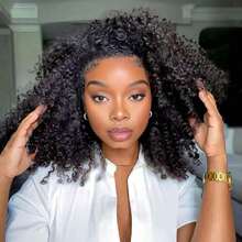 Curly Half Wig 3 In 1 Seamless Flip Over With Drawstring for Women Human Hair Glueless Wear and Go Half Up Half Down Headband