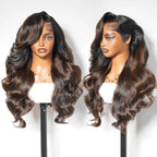 Brown Highlight Peacock Curls 13x4 Full Lace Wig Glueless Pull & Go Pre-Everything Body Wave Loose Wave Wig