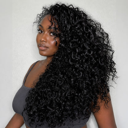 [WEAR GO HALF WIG] boohair New In Beach Curly Half Wig Seamless Flip Over Drawstring Glueless Wig Beginner Friendly