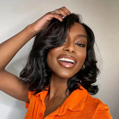 Short Bob Glueless Loose Deep Wave 13*4 HD Lace Frontal Wigs 180% Density Curly Human Hair