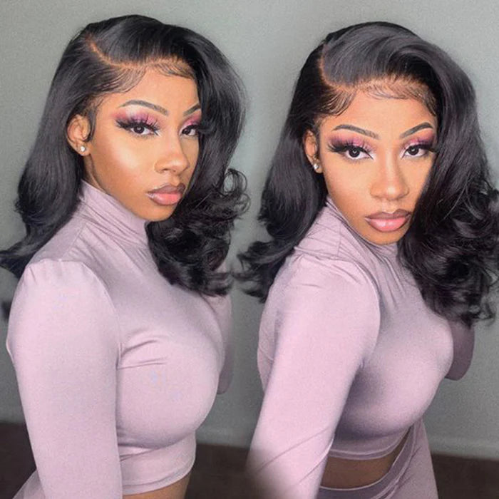 Body Wave 13x4 HD Lace Front Wigs Human Hair Glueless Bob Wigs Pre Plucked Natural Hairline Short Frontal Wig