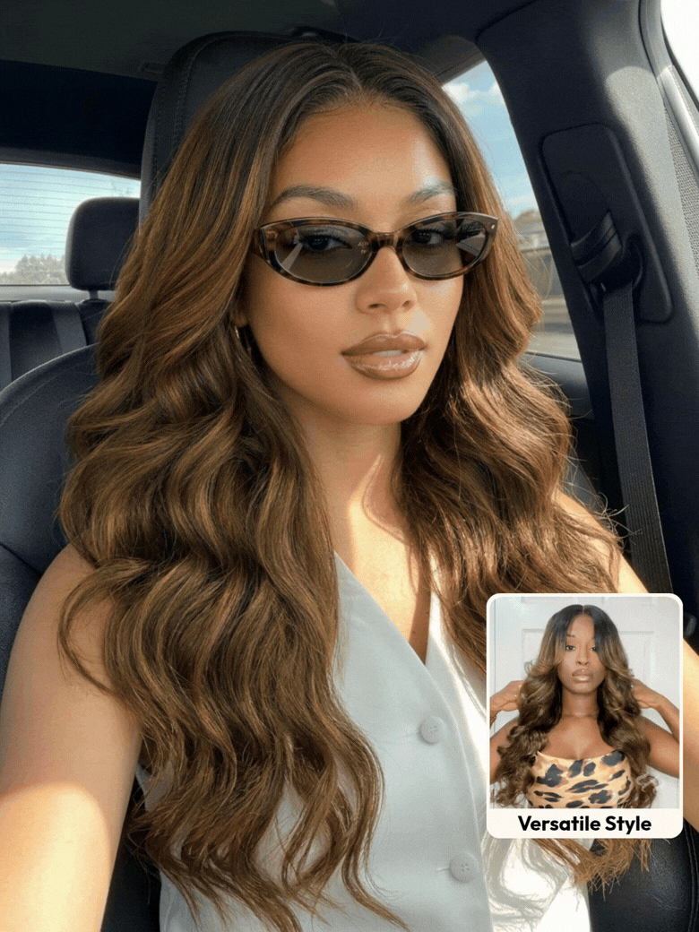 Balayage Highlight Glueless Body Wave 7x5 / 13x4 Lace Front Human Hair Wigs with Invisi Drawstring Put On and Go
