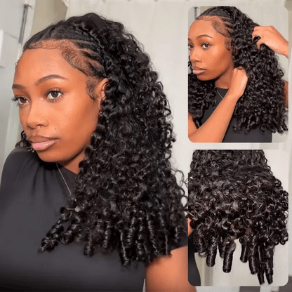 Burmese Curly Half Wig InvisiFit Strap Human Hair Wear Go Glueless Wig for Beginners
