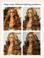 7x5 Bye-Bye Knots Glueless Wig Pre-Cut Lace Honey Blonde Body Wave With Bleached Clean Knots Ombre Highlight Color 150% Density