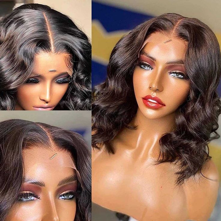 Short Bob Glueless Loose Deep Wave 13*4 HD Lace Frontal Wigs 180% Density Curly Human Hair