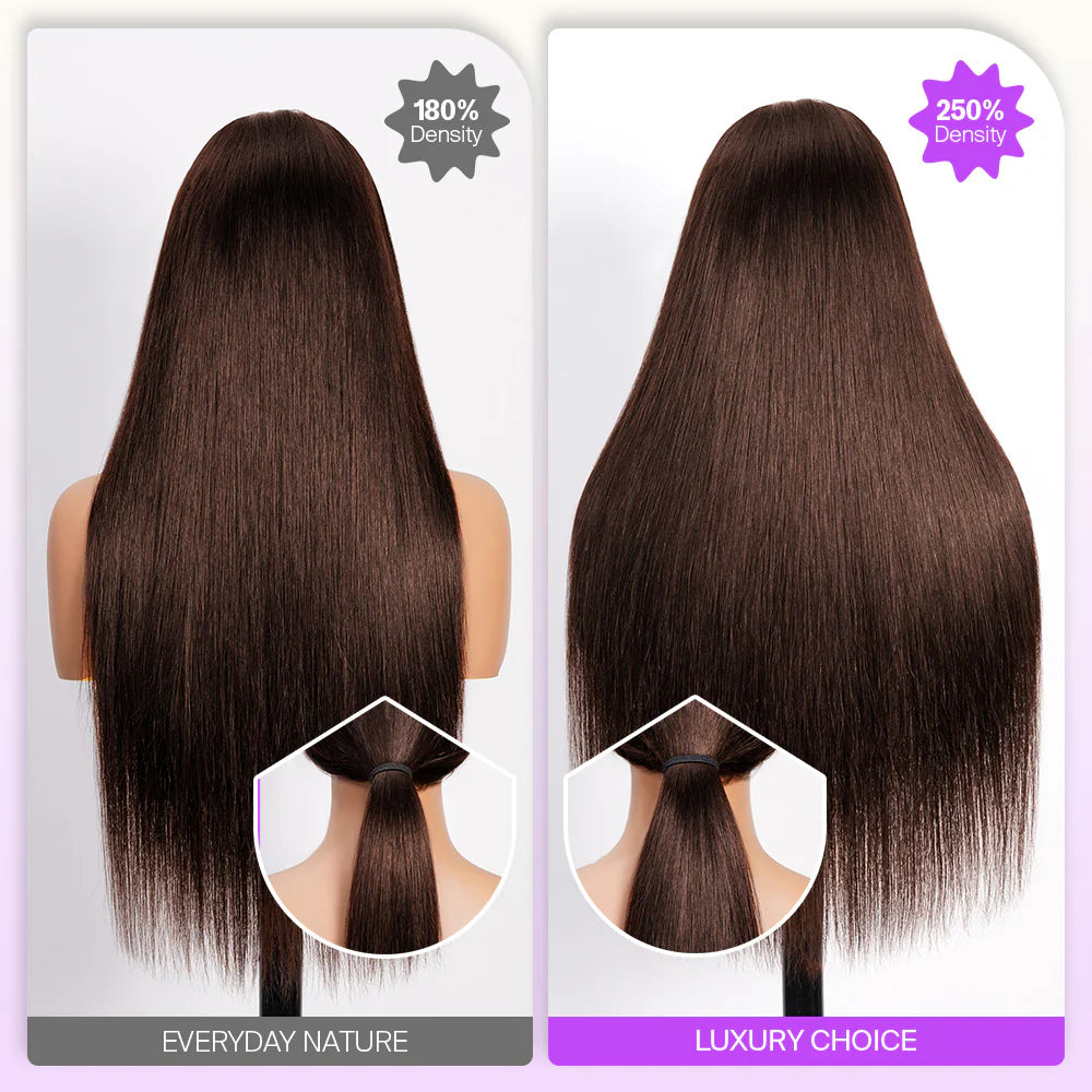 Chocolate Brown 7X5 Lace Glueless Body Wave Wigs Layered Cut Face Framing Wear Go Wig Human Hair Wig