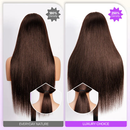 Chocolate Brown 7X5 Lace Glueless Body Wave Wigs Layered Cut Face Framing Wear Go Wig Human Hair Wig