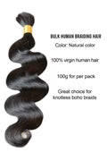 Body Wave Bulk Human Hair Bundles For Boho Braiding Natural Black