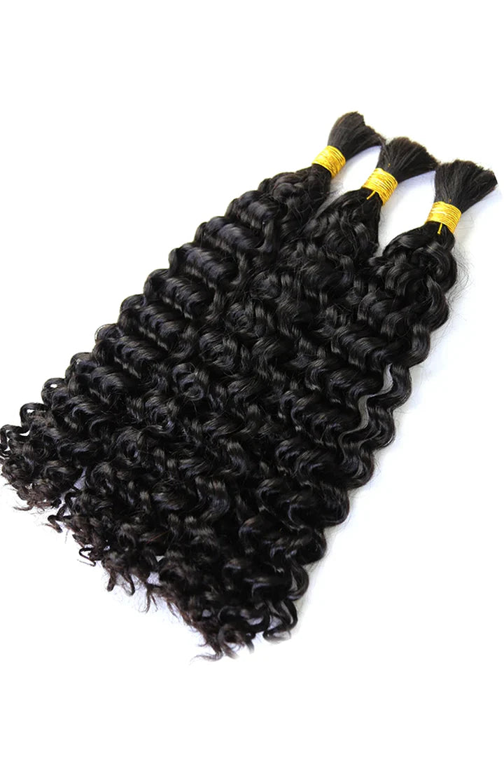 Water Wave Bulk Human Hair For Boho Braiding Natural Black
