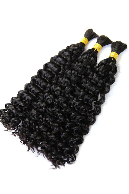 Water Wave Bulk Human Hair For Boho Braiding Natural Black