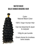 Water Wave Bulk Human Hair For Boho Braiding Natural Black