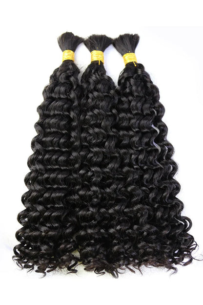 Water Wave Bulk Human Hair For Boho Braiding Natural Black