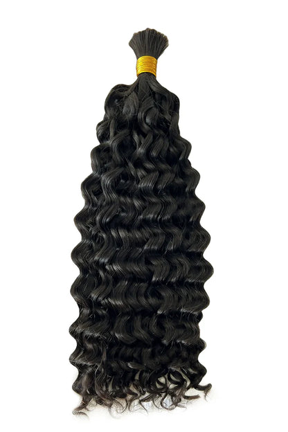 Water Wave Bulk Human Hair For Boho Braiding Natural Black