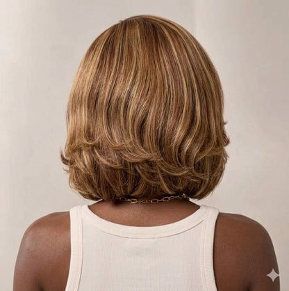 Blonde Highlight Short Layered Bob Wig Wear Go Glueless 13x4 Lace Front Pre-Cut Human Hair Wig