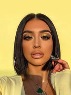 7x5 Glueless Lace Natural Black Yaki Straight Hair Pre Layered Short Bob Bleached Knots Drawstring Wig Beginner Friendly
