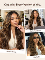 Balayage Highlight Glueless Body Wave 7x5 / 13x4 Lace Front Human Hair Wigs with Invisi Drawstring Put On and Go