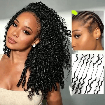 [3 In 1 Half Wig] Burmese Curly Glueless Half Wig With Elastic Drawstring Endless Natural Black Protective Styles
