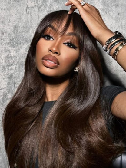 Brown Highlight Peacock Curls 13x4 Full Lace Wig Glueless Pull & Go Pre-Everything Body Wave Loose Wave Wig
