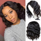 Short Bob Wigs Loose Wave Wear Go Glueless Pre Cut Lace 13x4 Transparent Lace Front Human Hair