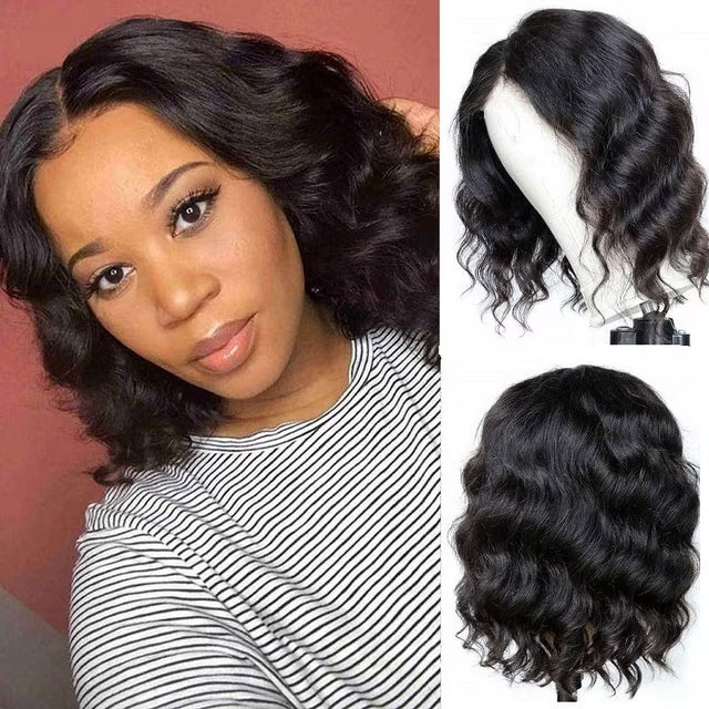 Short Bob Wigs Loose Wave Wear Go Glueless Pre Cut Lace 13x4 Transparent Lace Front Human Hair