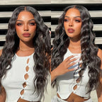 Natural Black Glueless Wig Loose Deep Human Hair 13x4 HD Lace Front Wigs