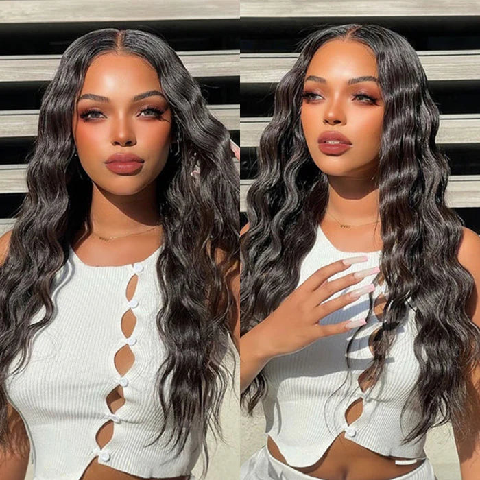 Natural Black Glueless Wig Loose Deep Human Hair 13x4 HD Lace Front Wigs