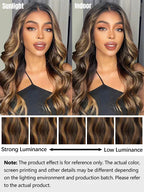 13x6 Ombre Blonde Highlight Brown Body Wave HD Lace Closure Wig 180% Density Wear Go Human Hair
