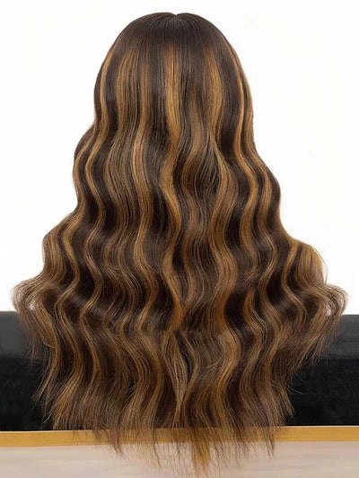 13x6 Ombre Blonde Highlight Brown Body Wave HD Lace Closure Wig 180% Density Wear Go Human Hair