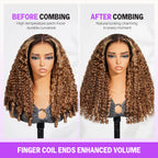 Honey Blonde Highlight Water Wave Pull & Go 13x6 Lace Frontal Tiny Knots Glueless Wig Deep Curly Human Hair
