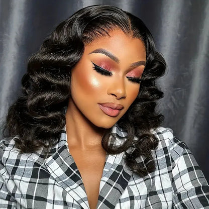 Short Bob Glueless Loose Deep Wave 13*4 HD Lace Frontal Wigs 180% Density Curly Human Hair