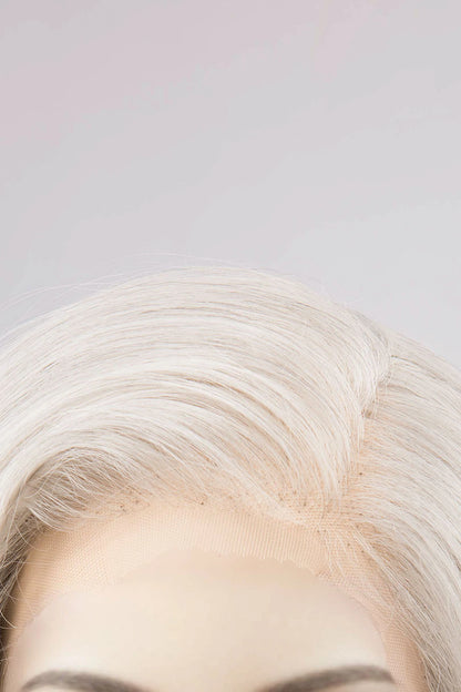 Long Straight Icy Silver White Lace Front Wig 32" Heat Resistant Wig