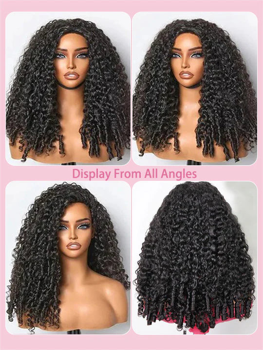 [3 In 1 Half Wig] Burmese Curly Glueless Half Wig With Elastic Drawstring Endless Natural Black Protective Styles