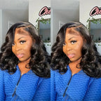 Short Bob Glueless Loose Deep Wave 13*4 HD Lace Frontal Wigs 180% Density Curly Human Hair