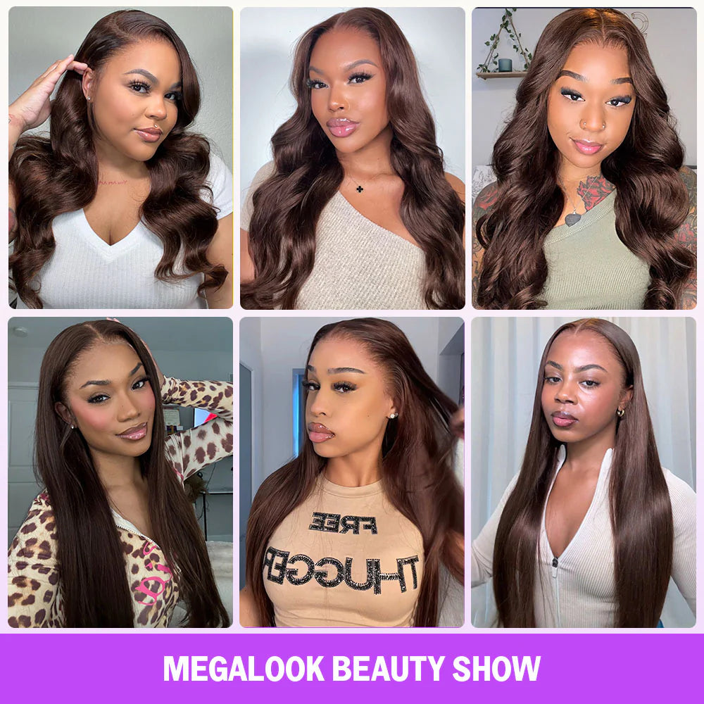 Chocolate Brown 7X5 Lace Glueless Body Wave Wigs Layered Cut Face Framing Wear Go Wig Human Hair Wig