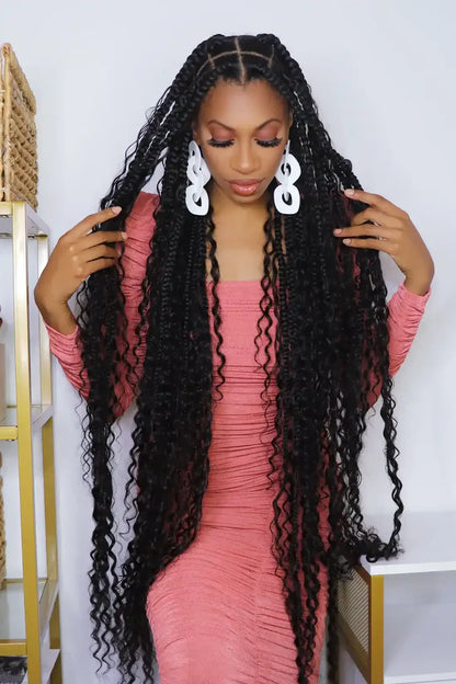 Water Wave Bulk Human Hair For Boho Braiding Natural Black