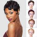 Modern Show Short Mommy Curly Hair Wig Finger Wave Human Hair Wear Go Wigs Guleless Remi Pixie Cut Wig Pre Plucked 150% Density On Sale