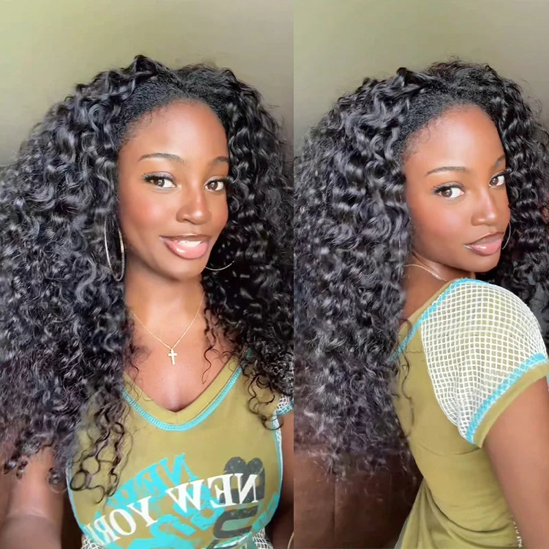 [WEAR GO HALF WIG] boohair New In Beach Curly Half Wig Seamless Flip Over Drawstring Glueless Wig Beginner Friendly