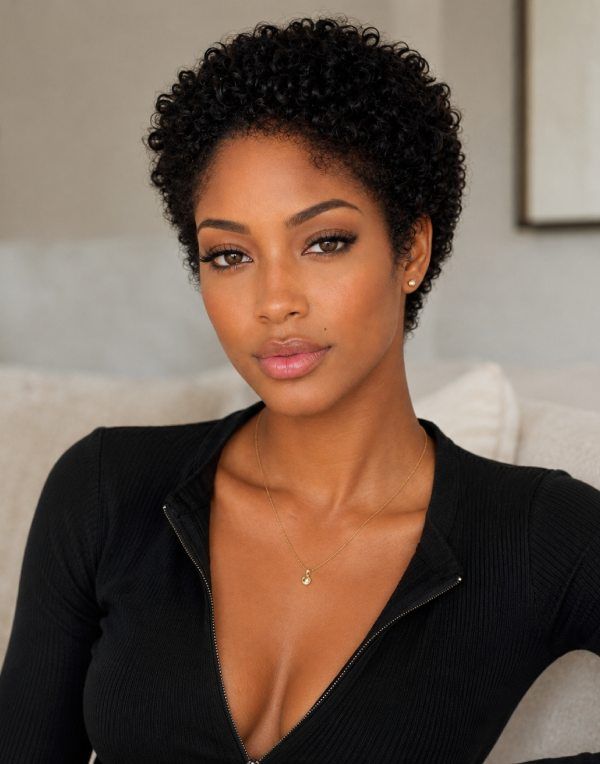 Natural Edges - Pixie Cut Short Kinky Curly Glueless Invisible Swiss Lace Wig Human Hair with HD Lace
