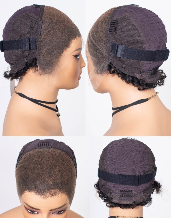 Natural Edges - Pixie Cut Short Kinky Curly Glueless Invisible Swiss Lace Wig Human Hair with HD Lace