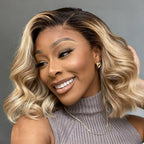 13x4 Lace Front Wigs Human Hair invisible knots Glueless Loose Body Wave Bob Wig Pre-cut Lace Brown Blonde Ombre Beginner Friendly