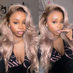 13x6 Three-Go™ Ash Blonde Ombre Glueless Wigs Silky Straight Loose Body Wave With Drawstring Pre Plucked 100% Human Hair Wig