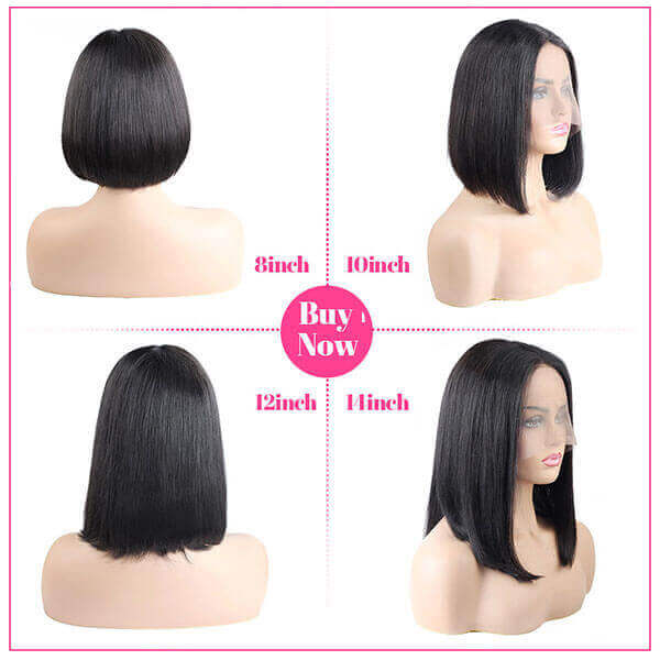 Super Natural Hairline Silky Short Bob Wig Human Hair Straight Bob Lace Human Hair Natural Black