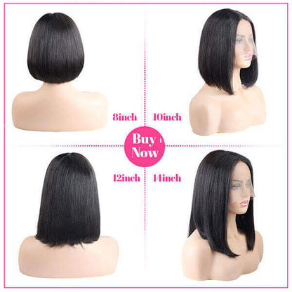 Super Natural Hairline Silky Short Bob Wig Human Hair Straight Bob Lace Human Hair Natural Black