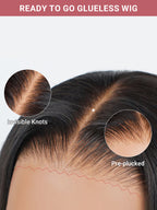 Super Natural Hairline Glueless Wig Silky Straight 13x4 Frontal Lace Ready To Go Human Hair Pre-Cut Lace