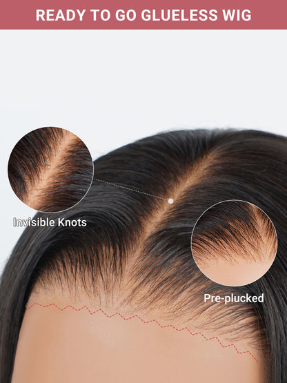 Super Natural Hairline Glueless Wig Silky Straight 13x4 Frontal Lace Ready To Go Human Hair Pre-Cut Lace